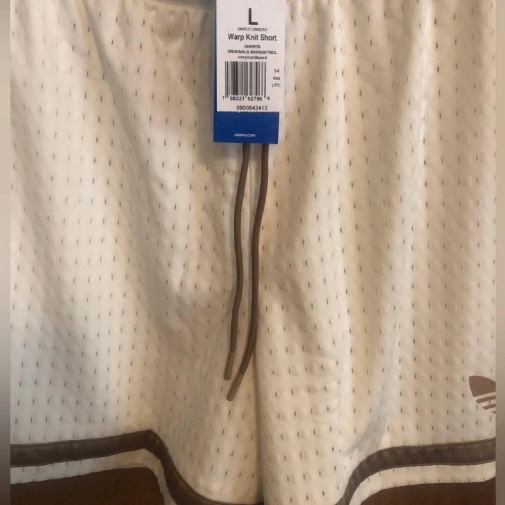 adidas Cream Athletic Shorts with Brown Trim